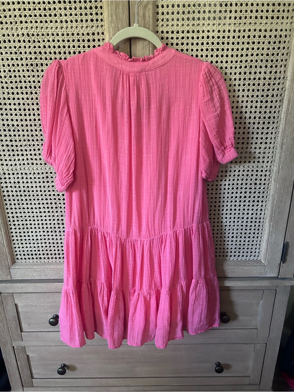 Elan Hot Pink Tiered Button-Front Girls' Dress - Picture 2 of 3